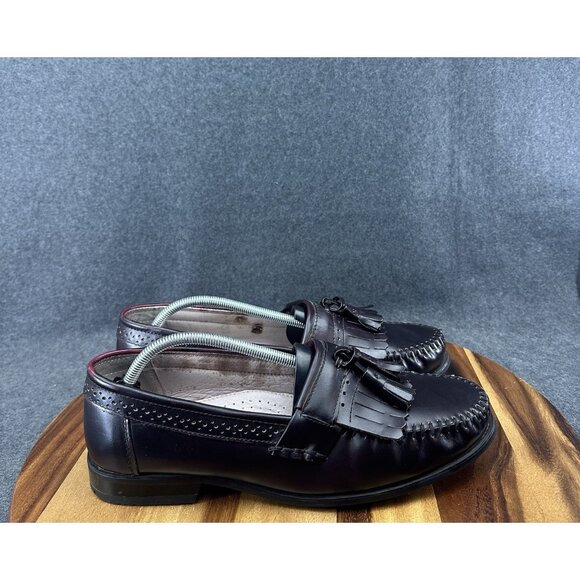 GH Bass & Co Grammer Loafers Dress Shoes Mens Size 12W Wide Burgundy Leather - Picture 1 of 10